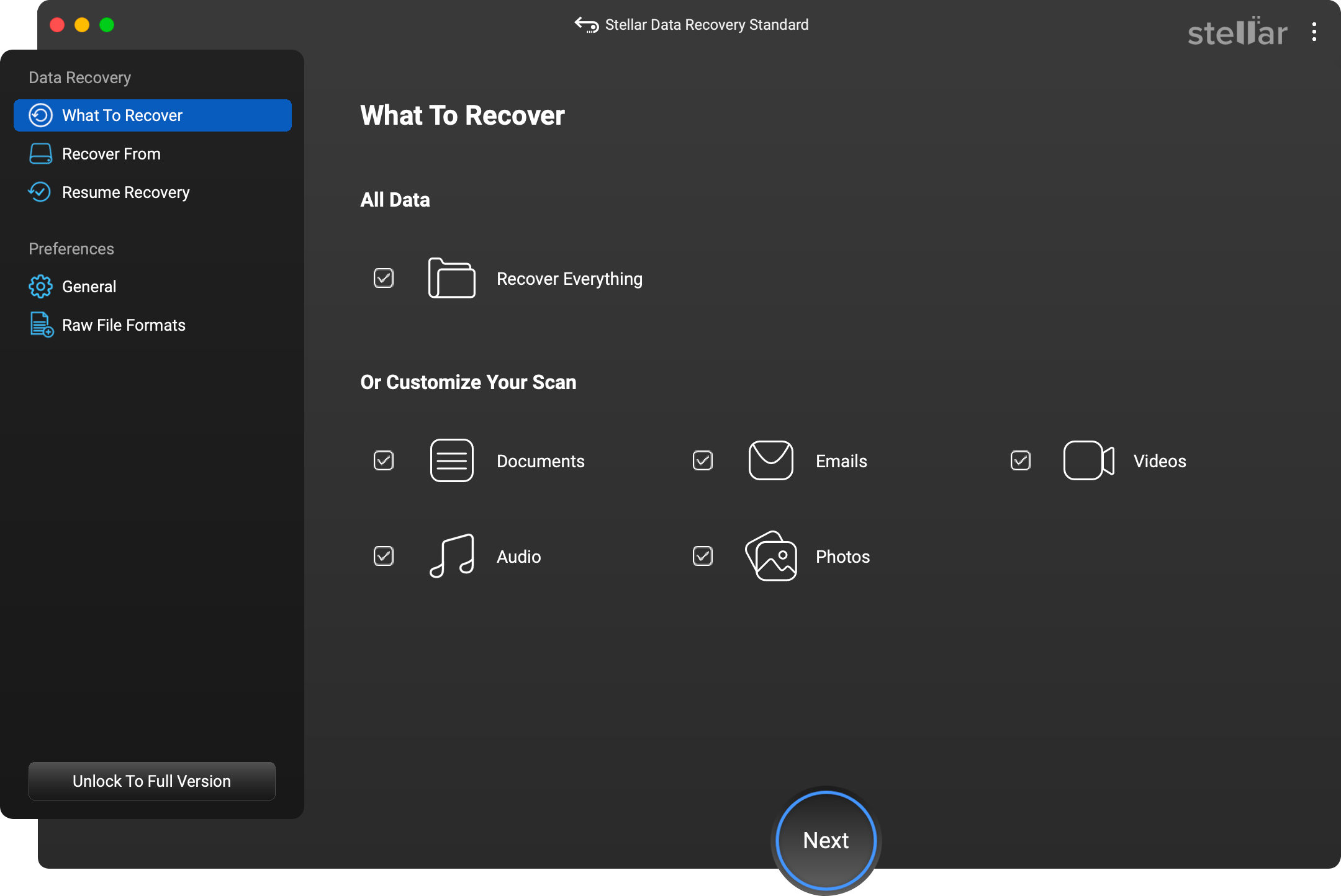 Select File Type & Drive